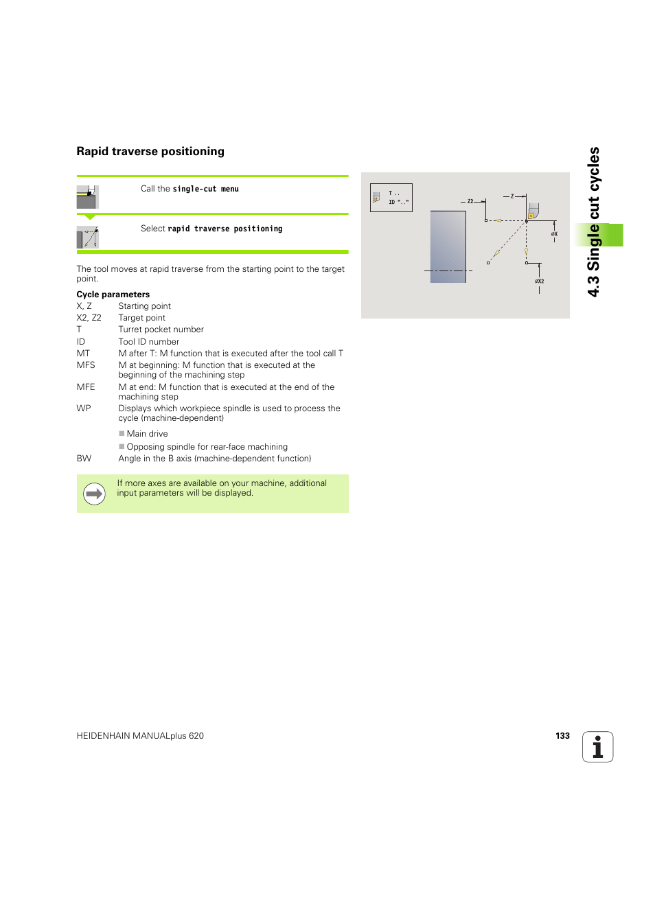 Rapid traverse positioning, 3 single cut cy cles | HEIDENHAIN SW 54843x-02 User Manual | Page 133 / 619
