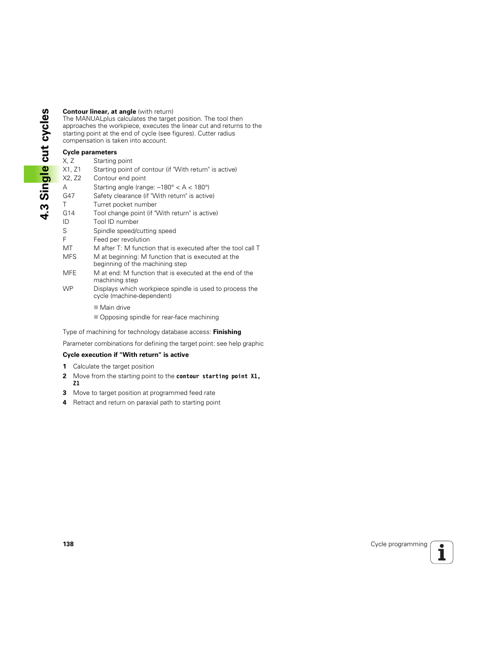 3 single cut cy cles | HEIDENHAIN SW 54843x-02 User Manual | Page 138 / 619
