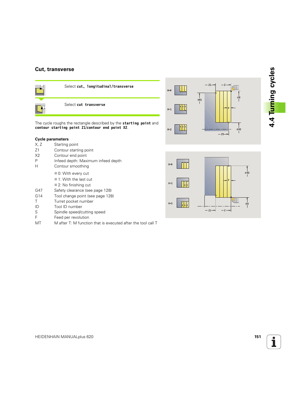Cut, transverse, 4 t u rn ing cy cles | HEIDENHAIN SW 54843x-02 User Manual | Page 151 / 619
