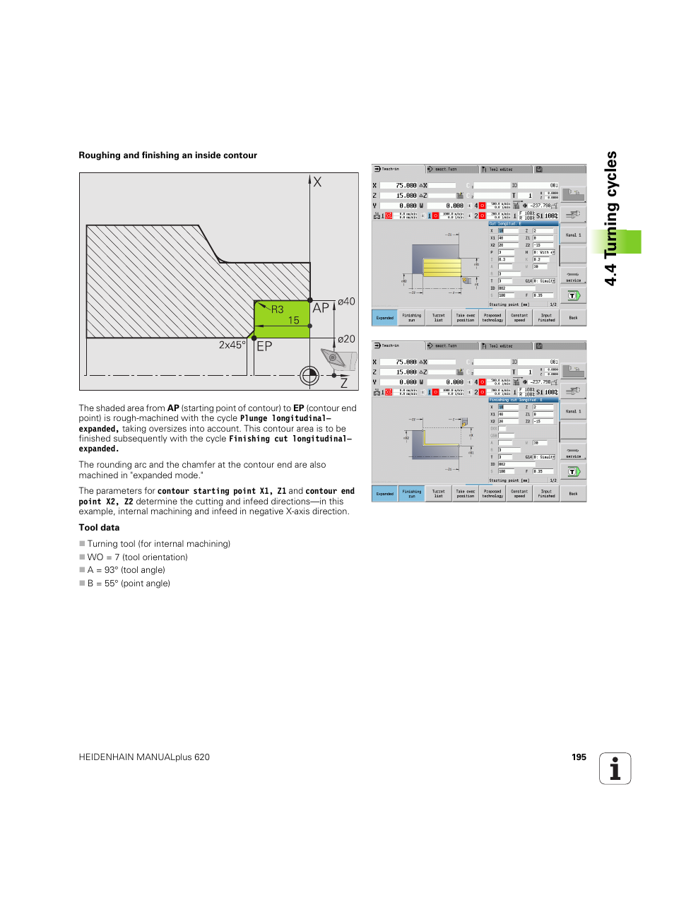 4 t u rn ing cy cles | HEIDENHAIN SW 54843x-02 User Manual | Page 195 / 619