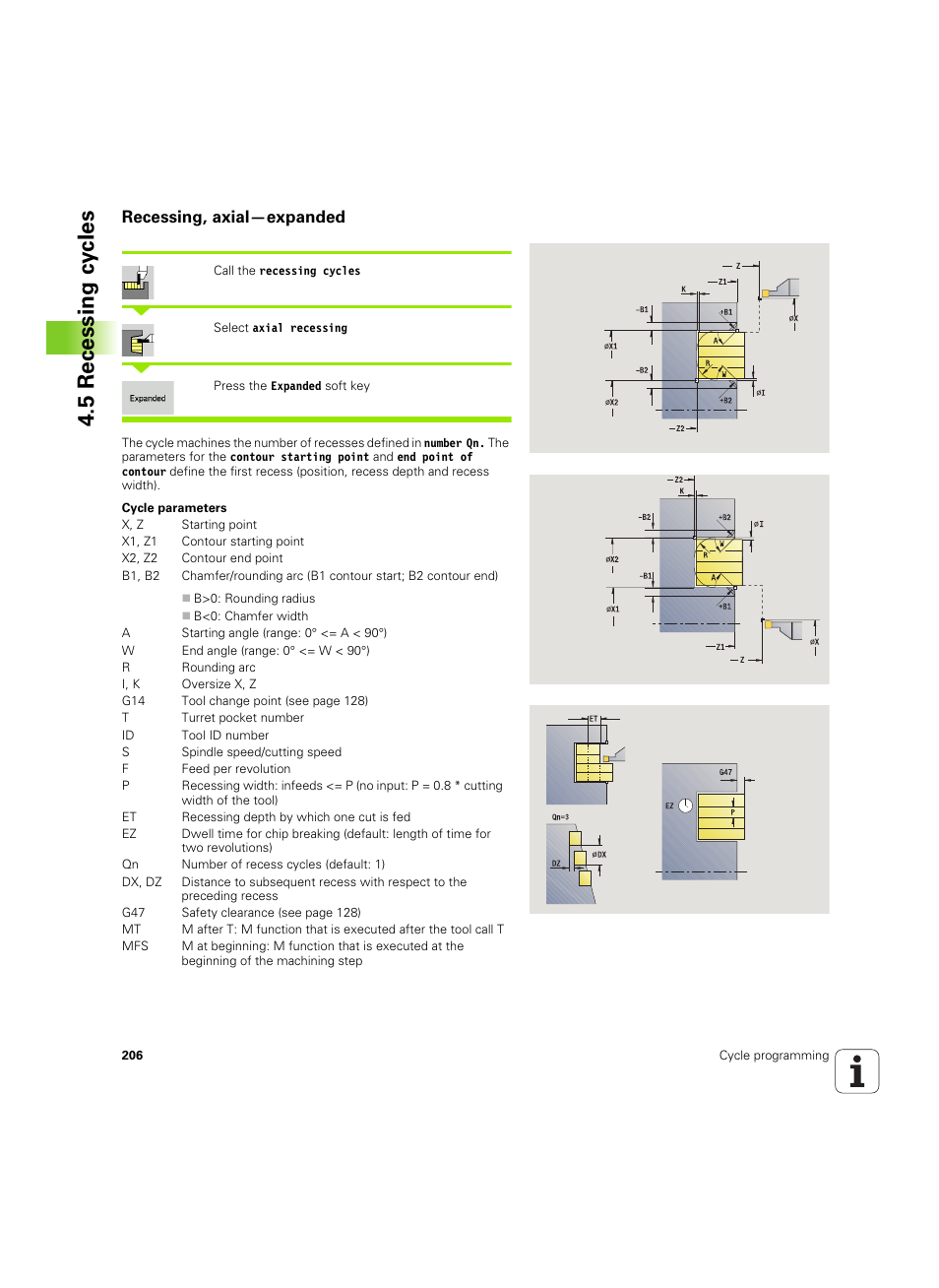 Recessing, axial—expanded, 5 recessing cy cles | HEIDENHAIN SW 54843x-02 User Manual | Page 206 / 619