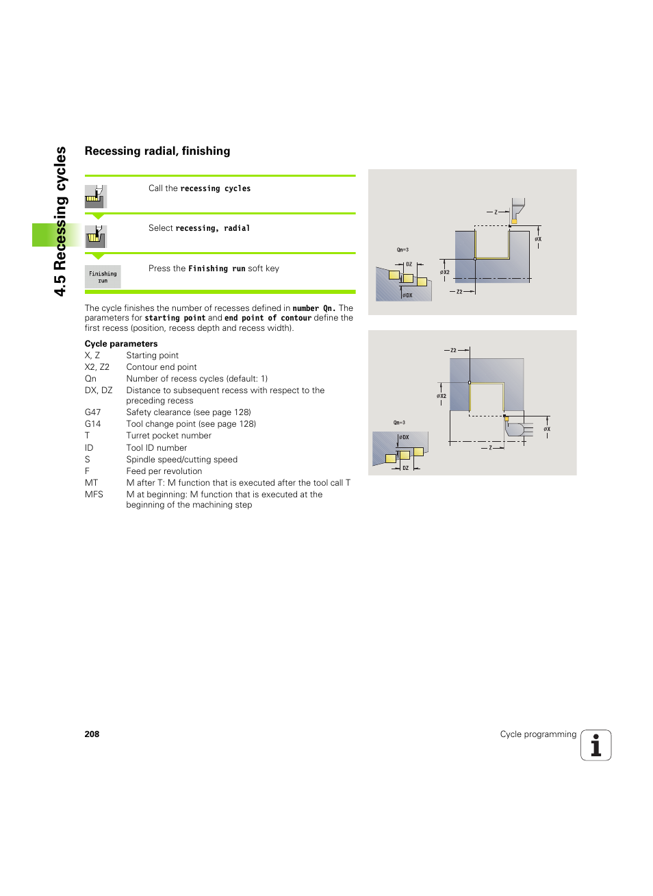 Recessing radial, finishing, 5 recessing cy cles | HEIDENHAIN SW 54843x-02 User Manual | Page 208 / 619