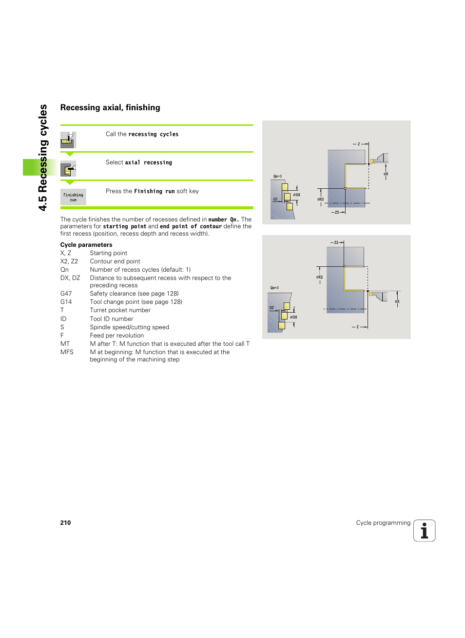 Recessing axial, finishing, 5 recessing cy cles | HEIDENHAIN SW 54843x-02 User Manual | Page 210 / 619