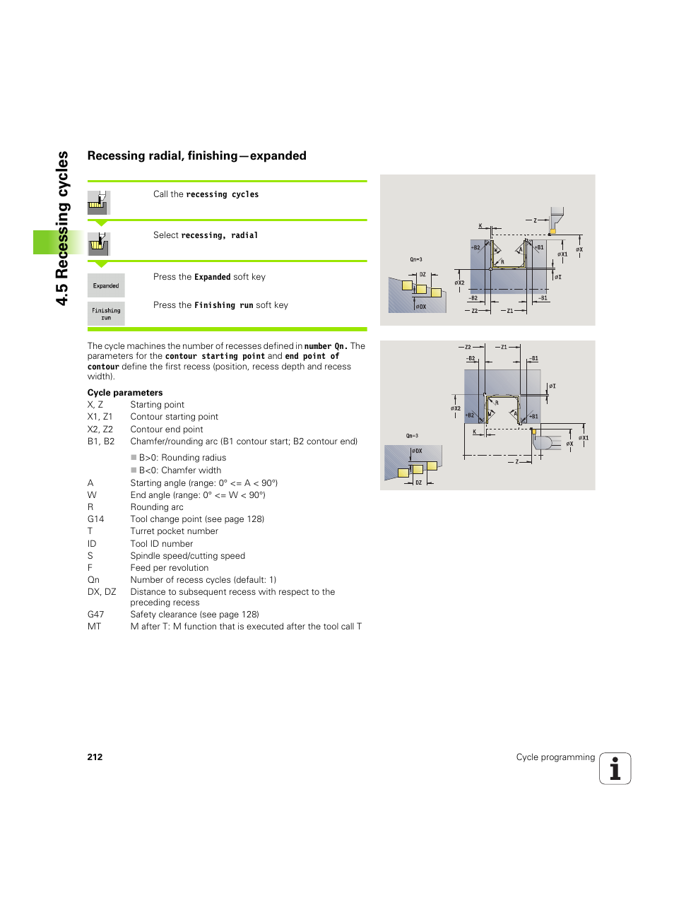 Recessing radial, finishing—expanded, 5 recessing cy cles | HEIDENHAIN SW 54843x-02 User Manual | Page 212 / 619
