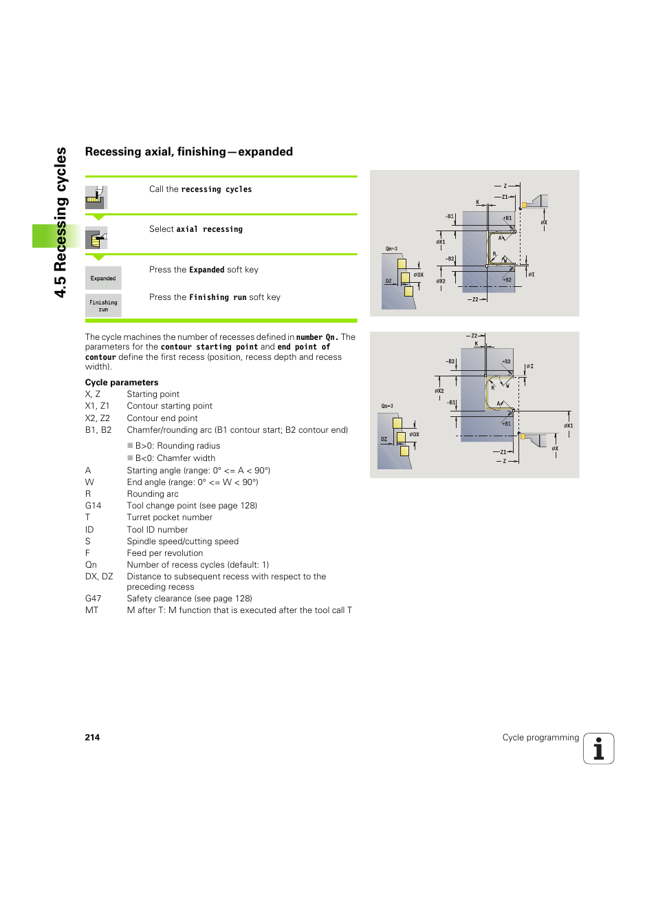 Recessing axial, finishing—expanded, 5 recessing cy cles | HEIDENHAIN SW 54843x-02 User Manual | Page 214 / 619