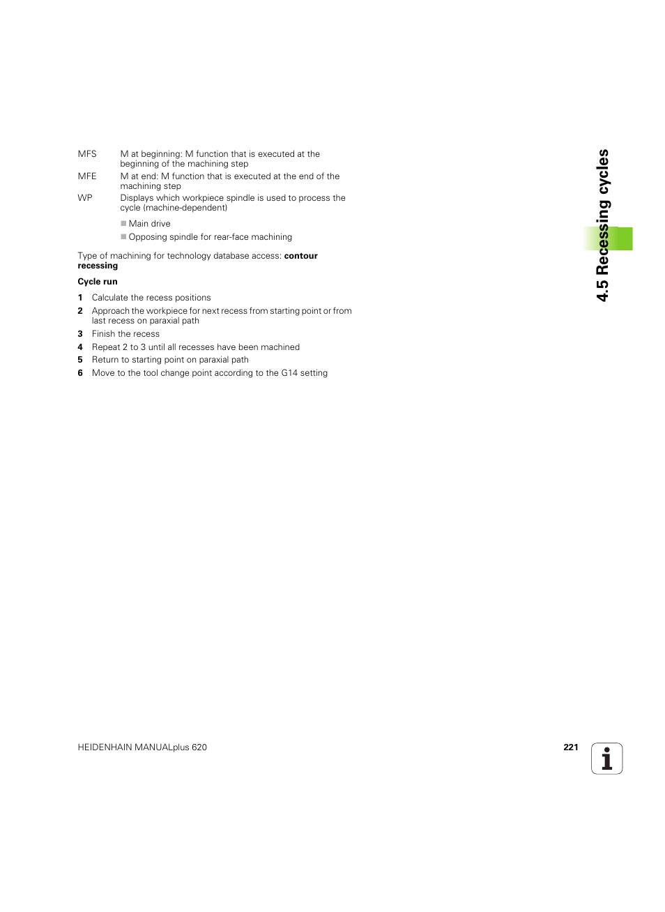 5 recessing cy cles | HEIDENHAIN SW 54843x-02 User Manual | Page 221 / 619