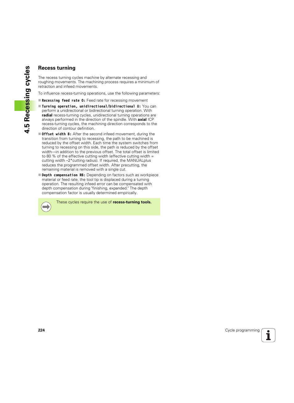 Recess turning, 5 recessing cy cles | HEIDENHAIN SW 54843x-02 User Manual | Page 224 / 619