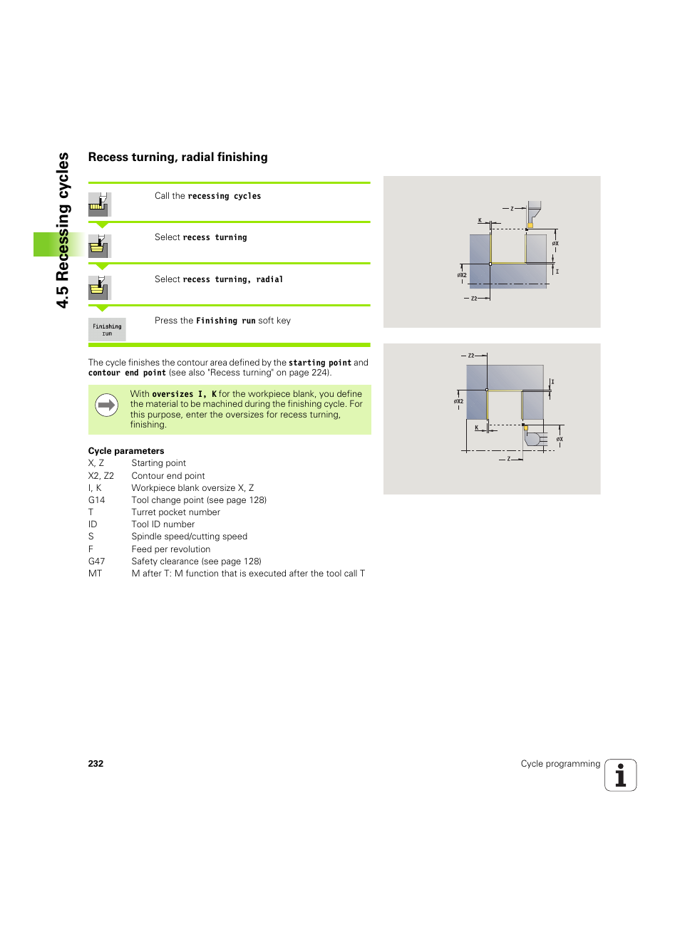 Recess turning, radial finishing, 5 recessing cy cles | HEIDENHAIN SW 54843x-02 User Manual | Page 232 / 619