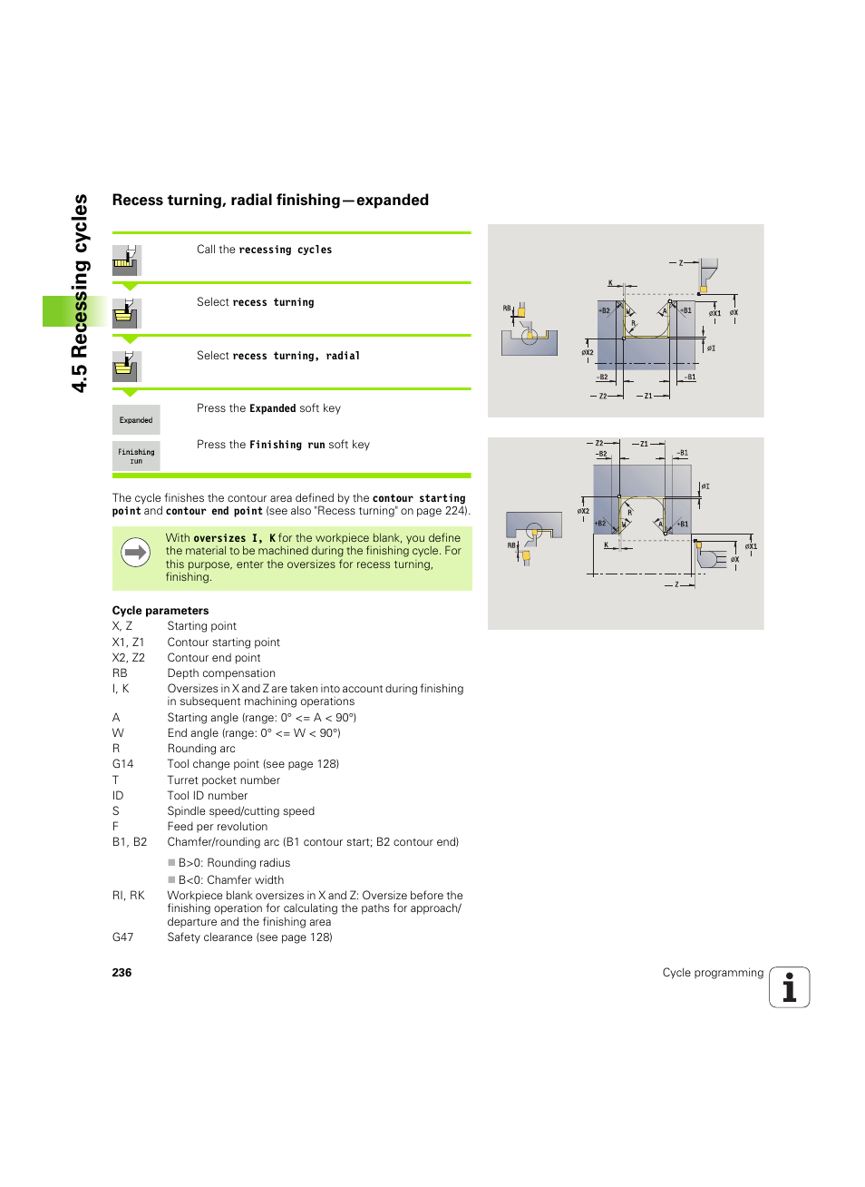 Recess turning, radial finishing—expanded, 5 recessing cy cles | HEIDENHAIN SW 54843x-02 User Manual | Page 236 / 619