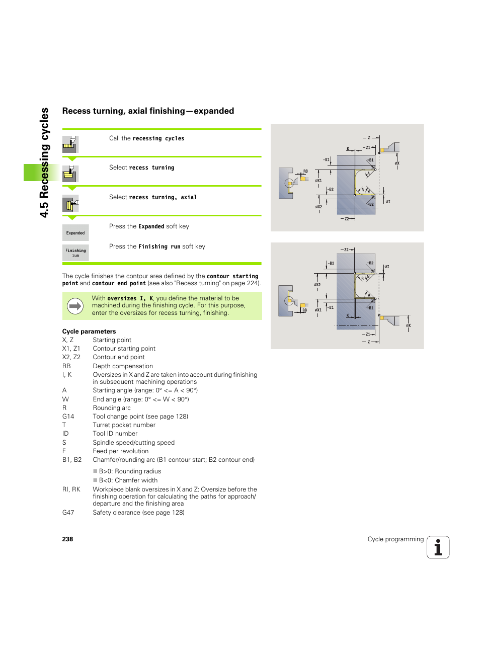 Recess turning, axial finishing—expanded, 5 recessing cy cles | HEIDENHAIN SW 54843x-02 User Manual | Page 238 / 619