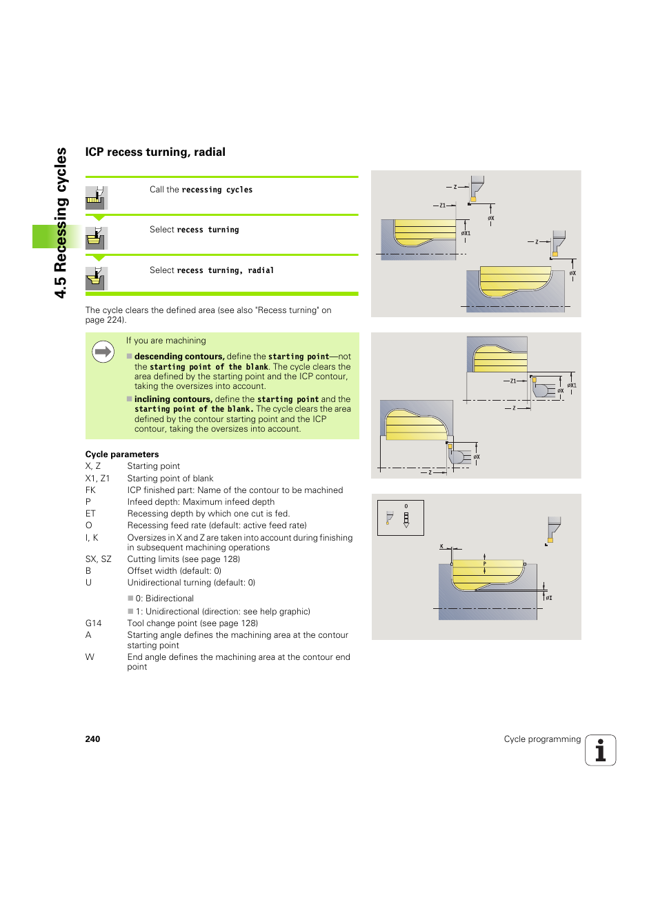 Icp recess turning, radial, 5 recessing cy cles | HEIDENHAIN SW 54843x-02 User Manual | Page 240 / 619