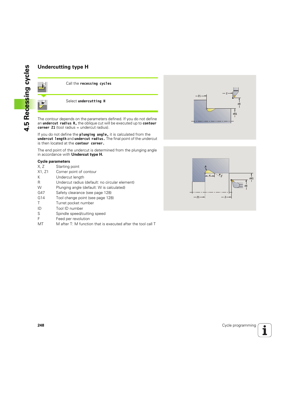Undercutting type h, 5 recessing cy cles | HEIDENHAIN SW 54843x-02 User Manual | Page 248 / 619