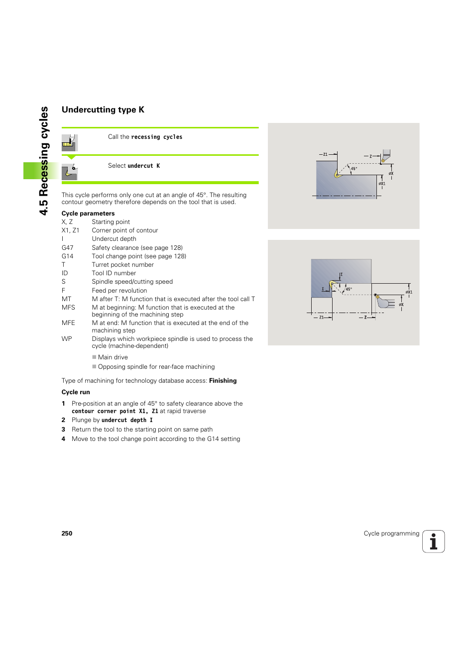 Undercutting type k, 5 recessing cy cles | HEIDENHAIN SW 54843x-02 User Manual | Page 250 / 619