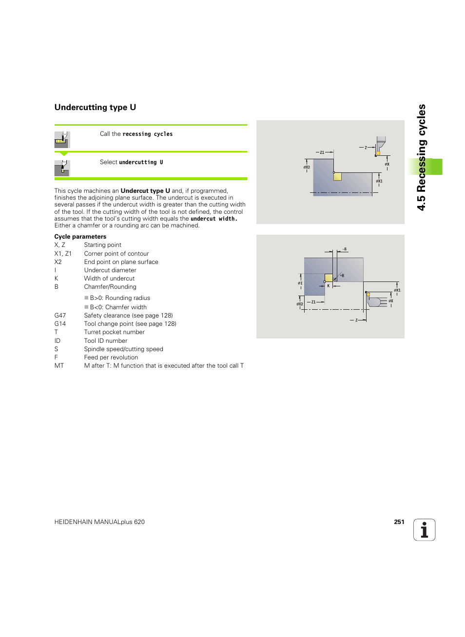 Undercutting type u, 5 recessing cy cles | HEIDENHAIN SW 54843x-02 User Manual | Page 251 / 619