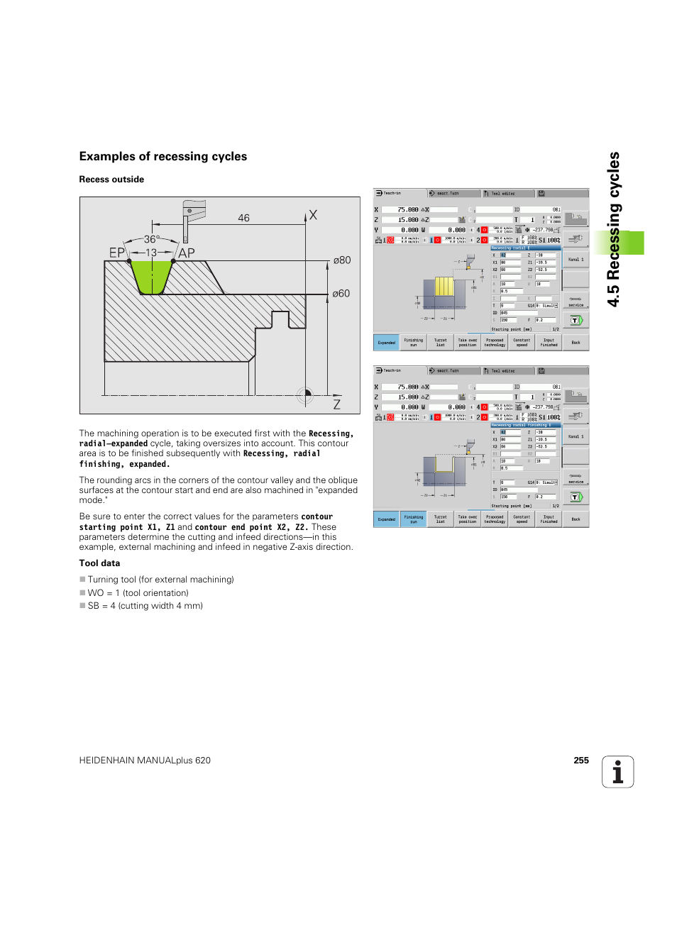 Examples of recessing cycles, 5 recessing cy cles | HEIDENHAIN SW 54843x-02 User Manual | Page 255 / 619