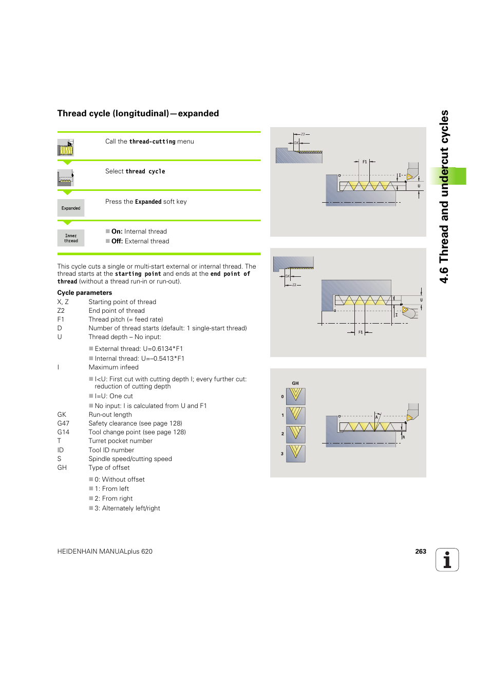 Thread cycle (longitudinal)—expanded, 6 thr ead and under c ut cy cles | HEIDENHAIN SW 54843x-02 User Manual | Page 263 / 619