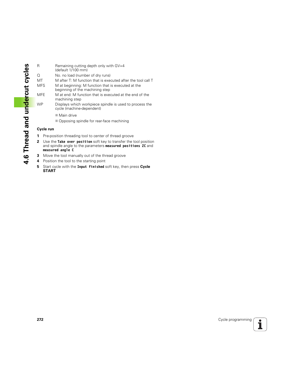 6 thr ead and under c ut cy cles | HEIDENHAIN SW 54843x-02 User Manual | Page 272 / 619