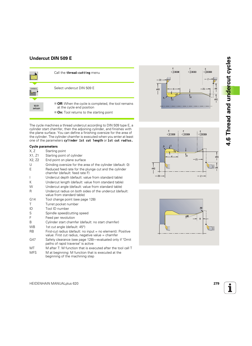 Undercut din 509 e, 6 thr ead and under c ut cy cles | HEIDENHAIN SW 54843x-02 User Manual | Page 279 / 619
