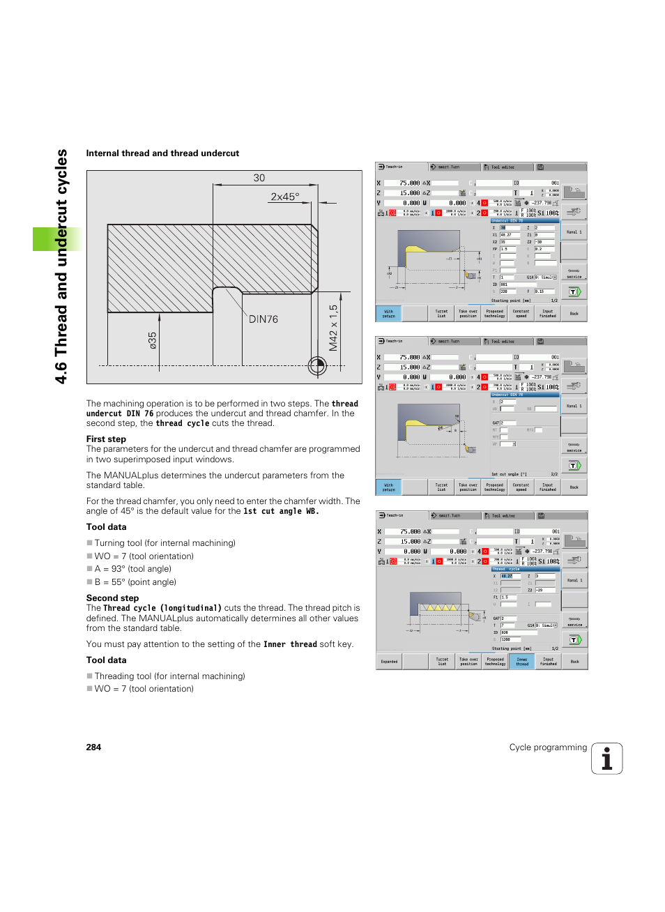 6 thr ead and under c ut cy cles | HEIDENHAIN SW 54843x-02 User Manual | Page 284 / 619