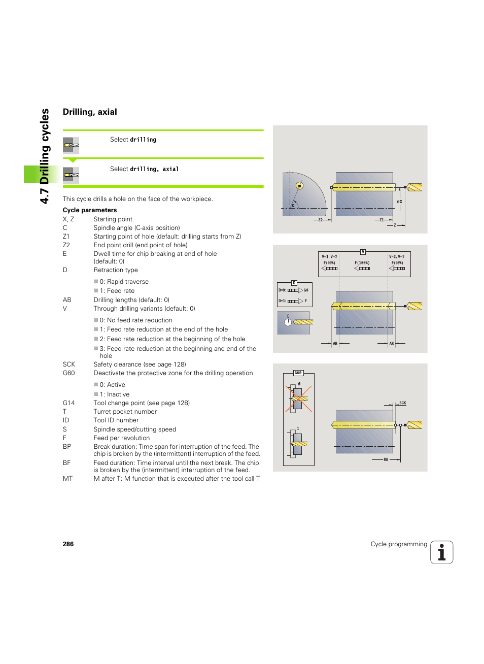 Drilling, axial, 7 dr illing cy cles | HEIDENHAIN SW 54843x-02 User Manual | Page 286 / 619