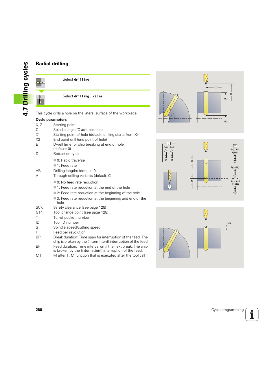 Radial drilling, 7 dr illing cy cles | HEIDENHAIN SW 54843x-02 User Manual | Page 288 / 619