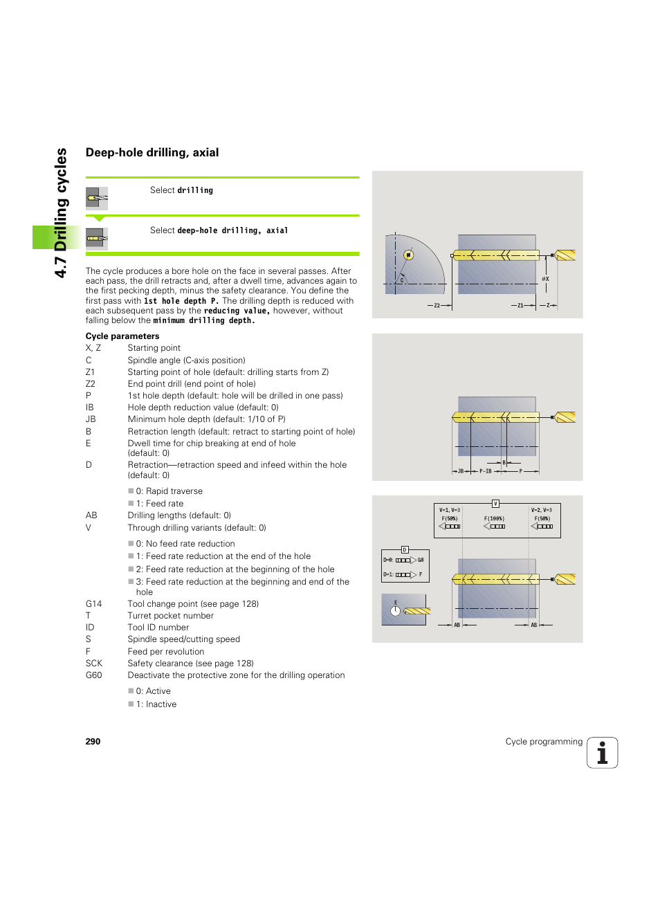 Deep-hole drilling, axial, 7 dr illing cy cles | HEIDENHAIN SW 54843x-02 User Manual | Page 290 / 619