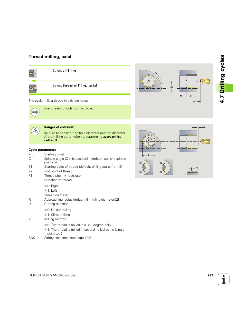 Thread milling, axial, 7 dr illing cy cles | HEIDENHAIN SW 54843x-02 User Manual | Page 299 / 619