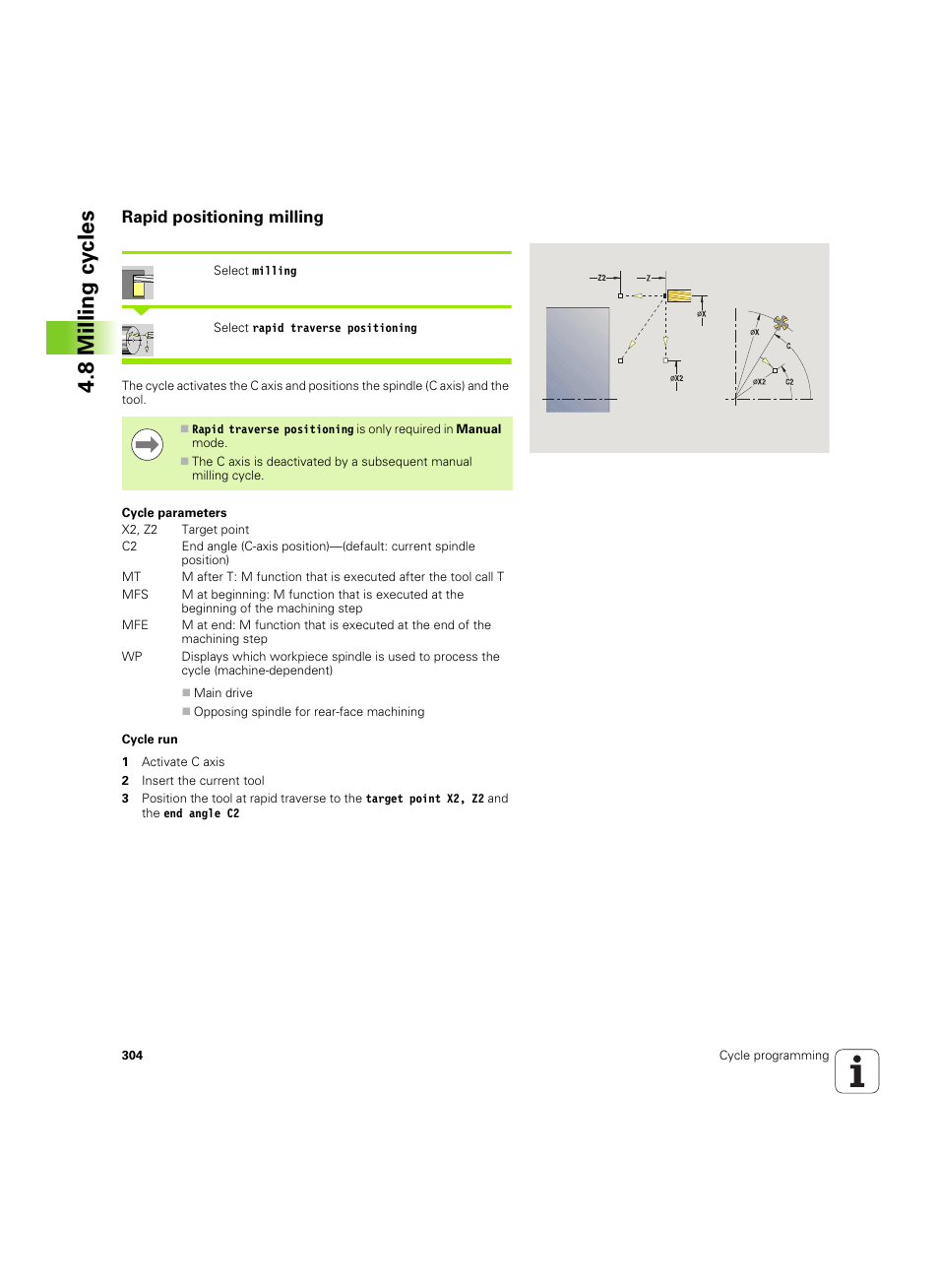 Rapid positioning milling, 8 milling cy cles | HEIDENHAIN SW 54843x-02 User Manual | Page 304 / 619