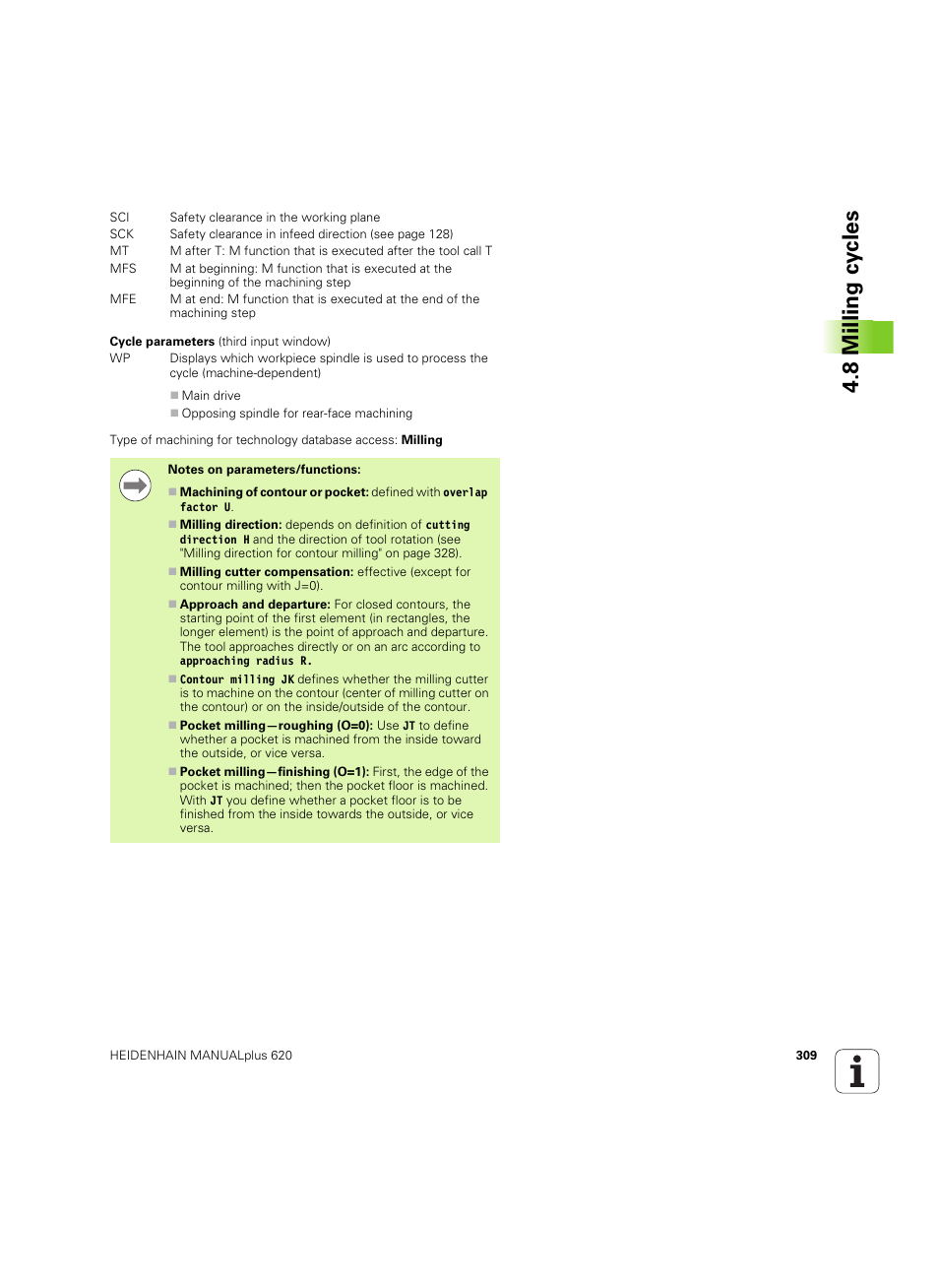 8 milling cy cles | HEIDENHAIN SW 54843x-02 User Manual | Page 309 / 619