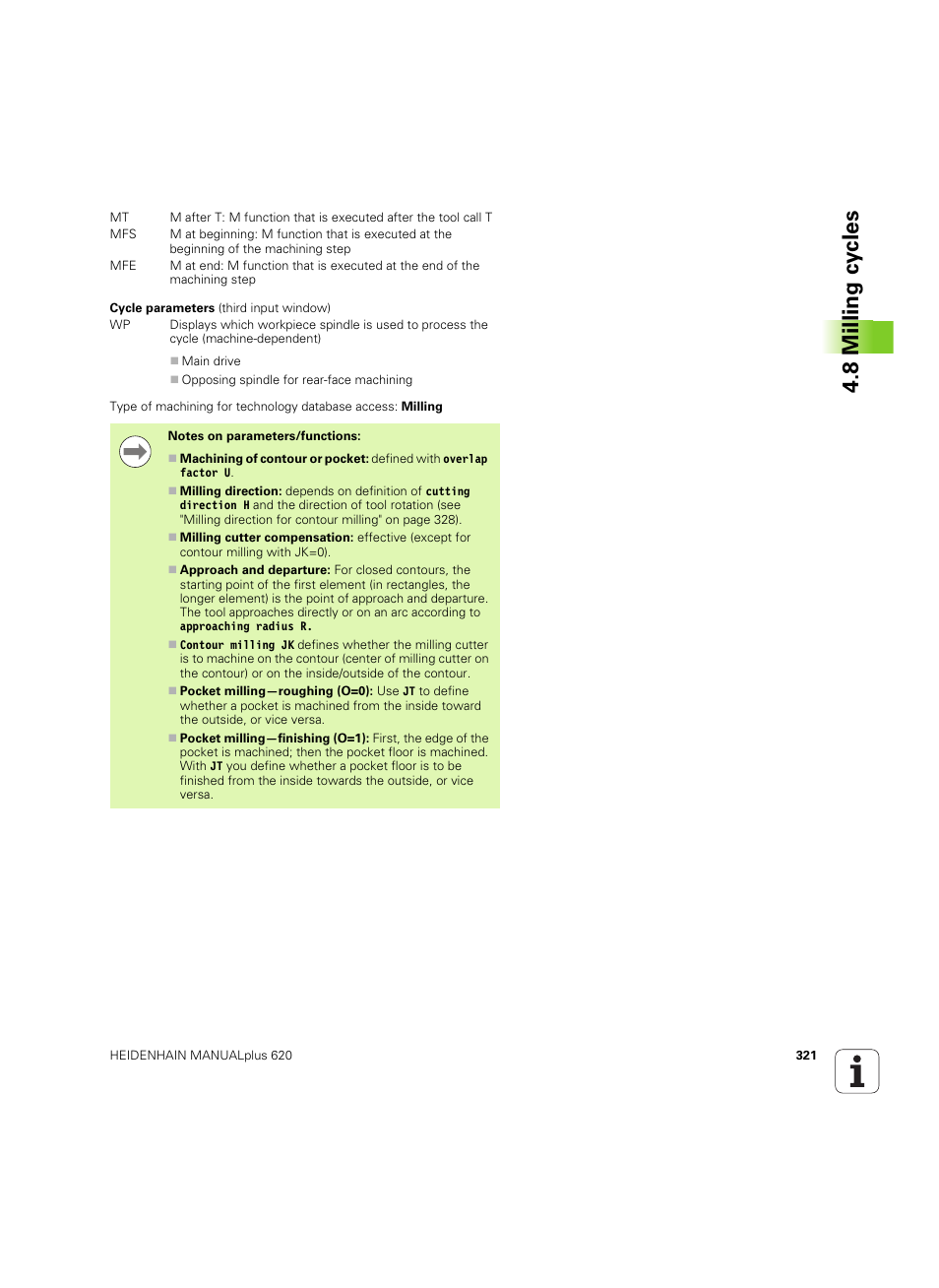 8 milling cy cles | HEIDENHAIN SW 54843x-02 User Manual | Page 321 / 619