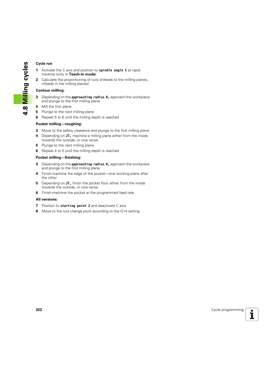 8 milling cy cles | HEIDENHAIN SW 54843x-02 User Manual | Page 322 / 619