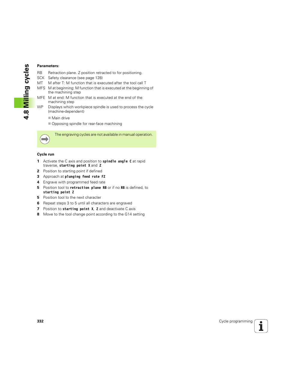 8 milling cy cles | HEIDENHAIN SW 54843x-02 User Manual | Page 332 / 619
