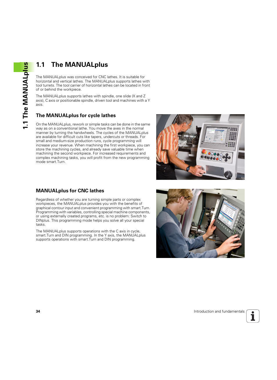 1 the manualplus, The manualplus for cycle lathes, Manualplus for cnc lathes | 1 the manu alplus 1.1 the manualplus | HEIDENHAIN SW 54843x-02 User Manual | Page 34 / 619