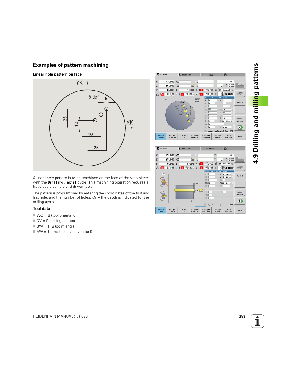 Examples of pattern machining, 9 dr illing and milling pat ter ns | HEIDENHAIN SW 54843x-02 User Manual | Page 353 / 619