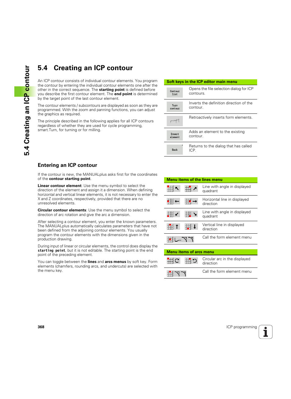 4 creating an icp contour, Entering an icp contour | HEIDENHAIN SW 54843x-02 User Manual | Page 368 / 619