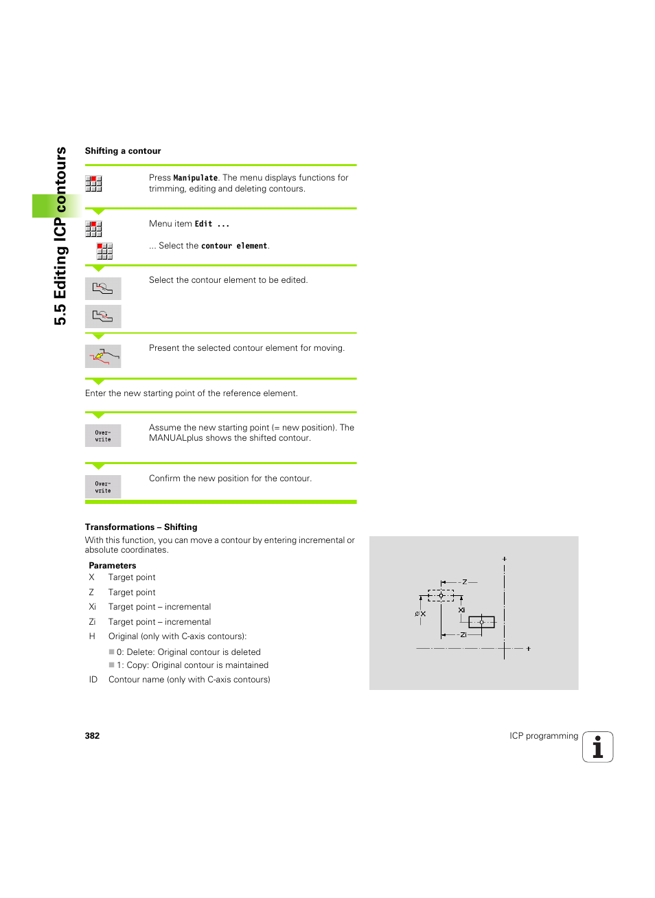 5 editing icp cont ours | HEIDENHAIN SW 54843x-02 User Manual | Page 382 / 619