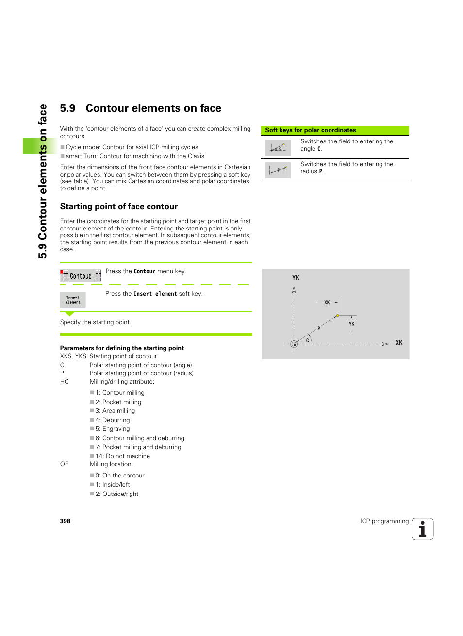 9 contour elements on face, Starting point of face contour | HEIDENHAIN SW 54843x-02 User Manual | Page 398 / 619