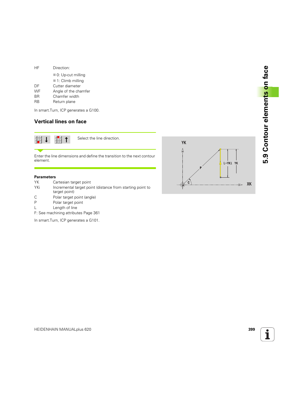 Vertical lines on face, 9 cont our elements on f a ce | HEIDENHAIN SW 54843x-02 User Manual | Page 399 / 619
