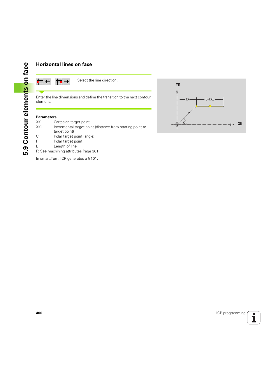 Horizontal lines on face, 9 cont our elements on f a ce | HEIDENHAIN SW 54843x-02 User Manual | Page 400 / 619