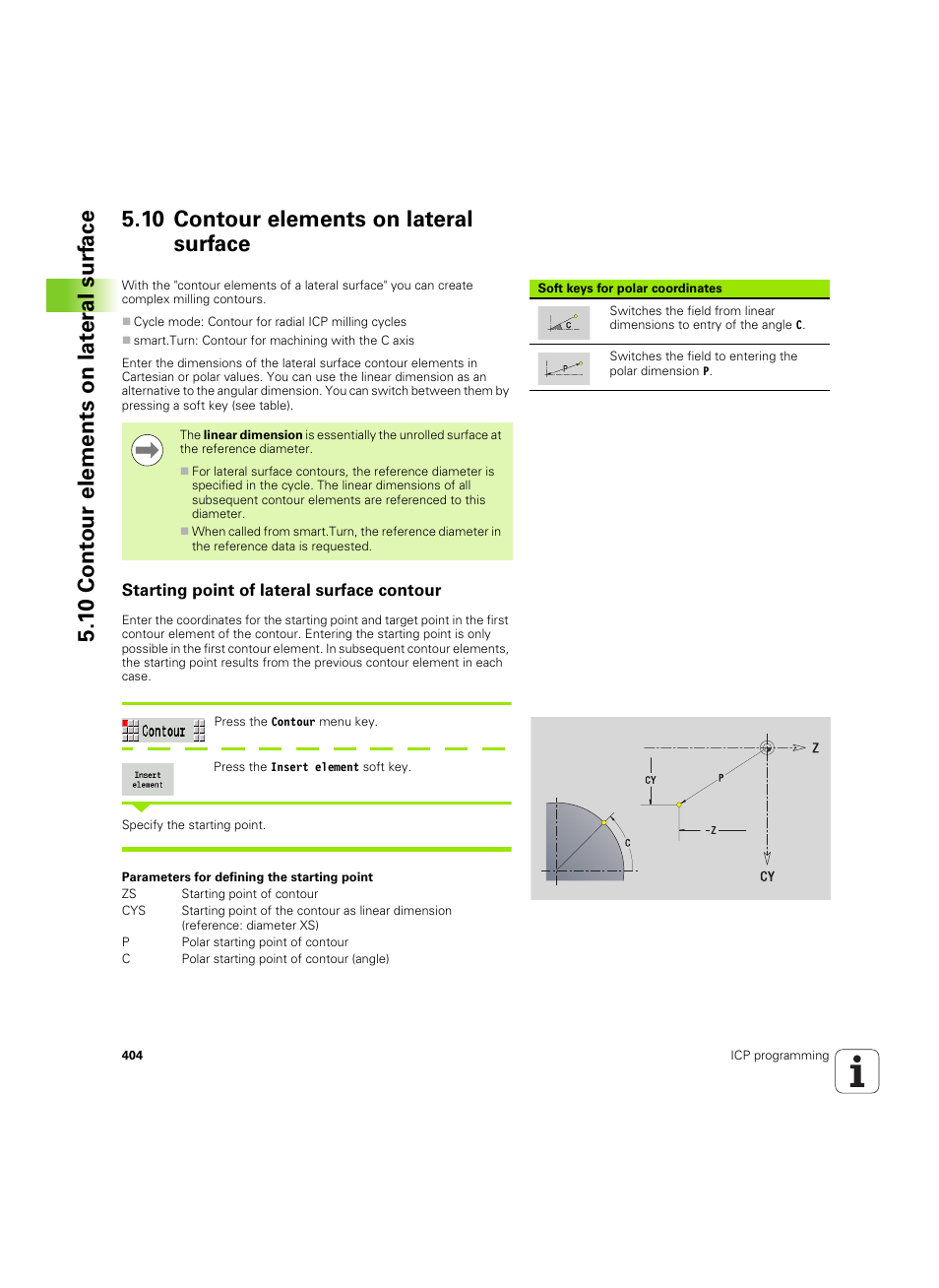 10 contour elements on lateral surface, Starting point of lateral surface contour | HEIDENHAIN SW 54843x-02 User Manual | Page 404 / 619