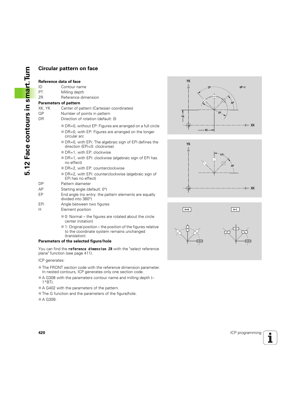 Circular pattern on face, 12 f a ce cont ours in smar t.t u rn | HEIDENHAIN SW 54843x-02 User Manual | Page 420 / 619