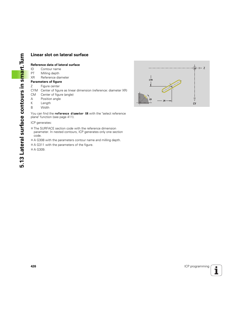 Linear slot on lateral surface, 13 lat er al surf ace cont ours in smar t.t u rn | HEIDENHAIN SW 54843x-02 User Manual | Page 426 / 619