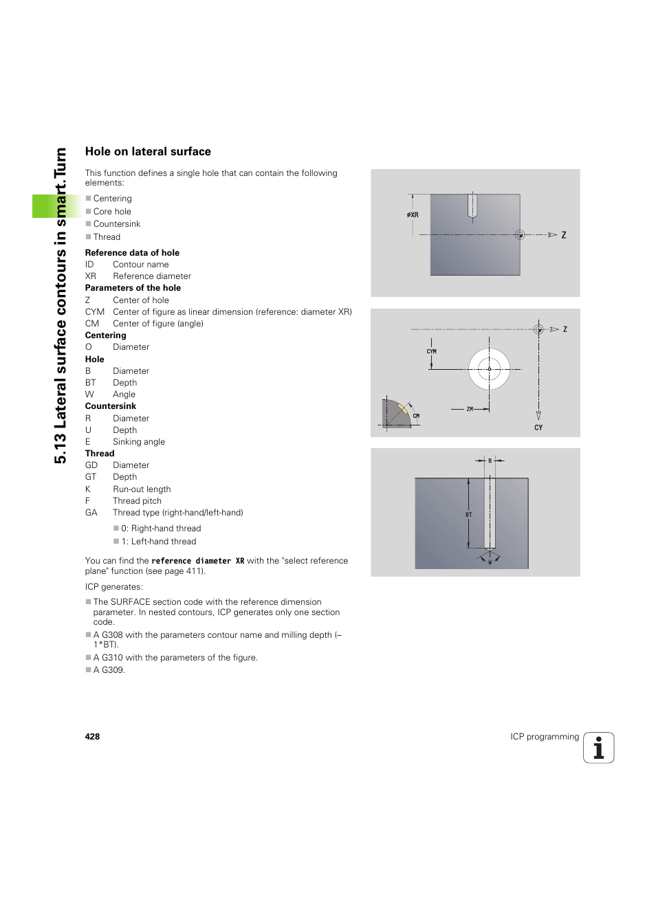 Hole on lateral surface, 13 lat er al surf ace cont ours in smar t.t u rn | HEIDENHAIN SW 54843x-02 User Manual | Page 428 / 619