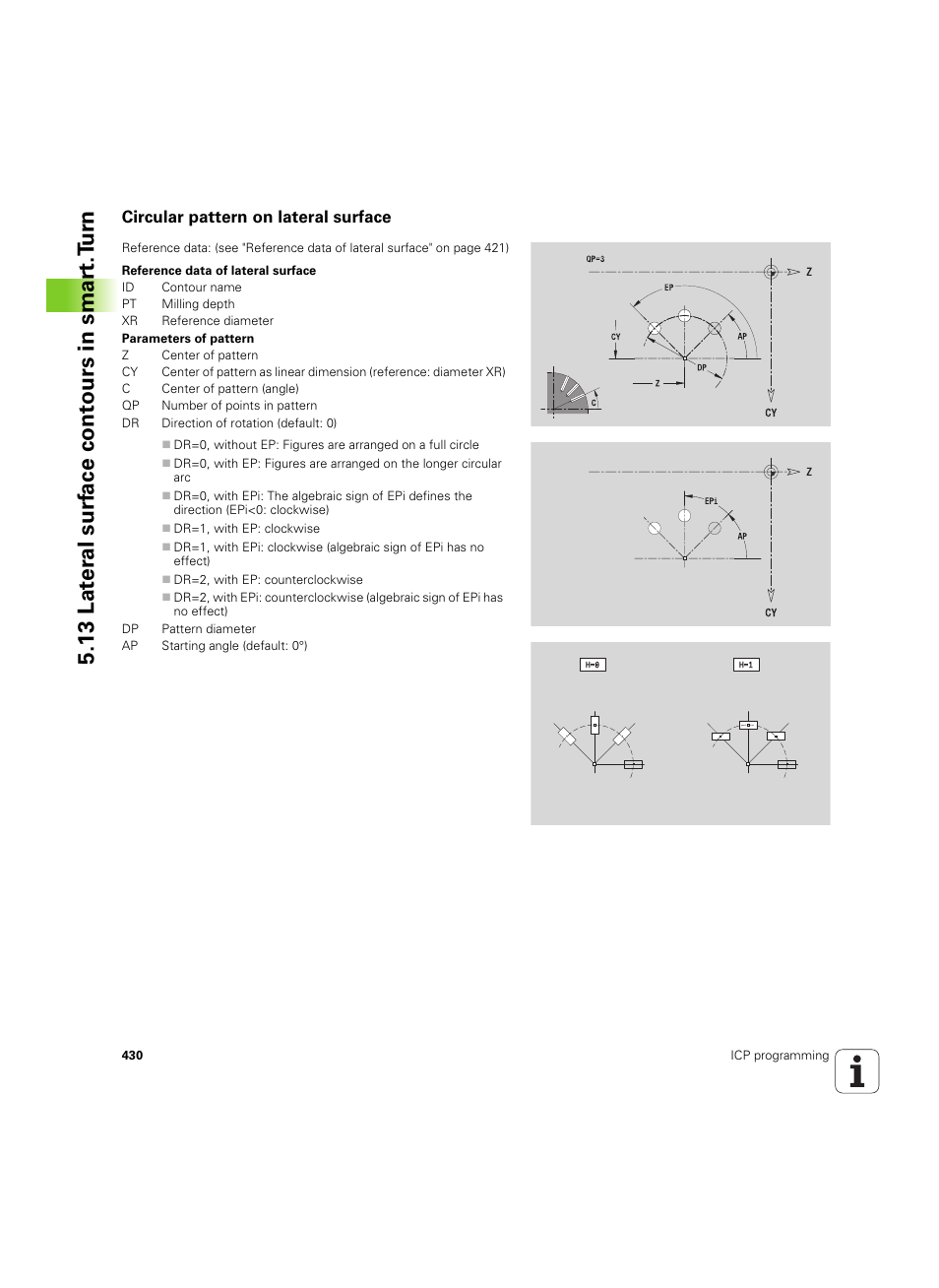 Circular pattern on lateral surface, 13 lat er al surf ace cont ours in smar t.t u rn | HEIDENHAIN SW 54843x-02 User Manual | Page 430 / 619