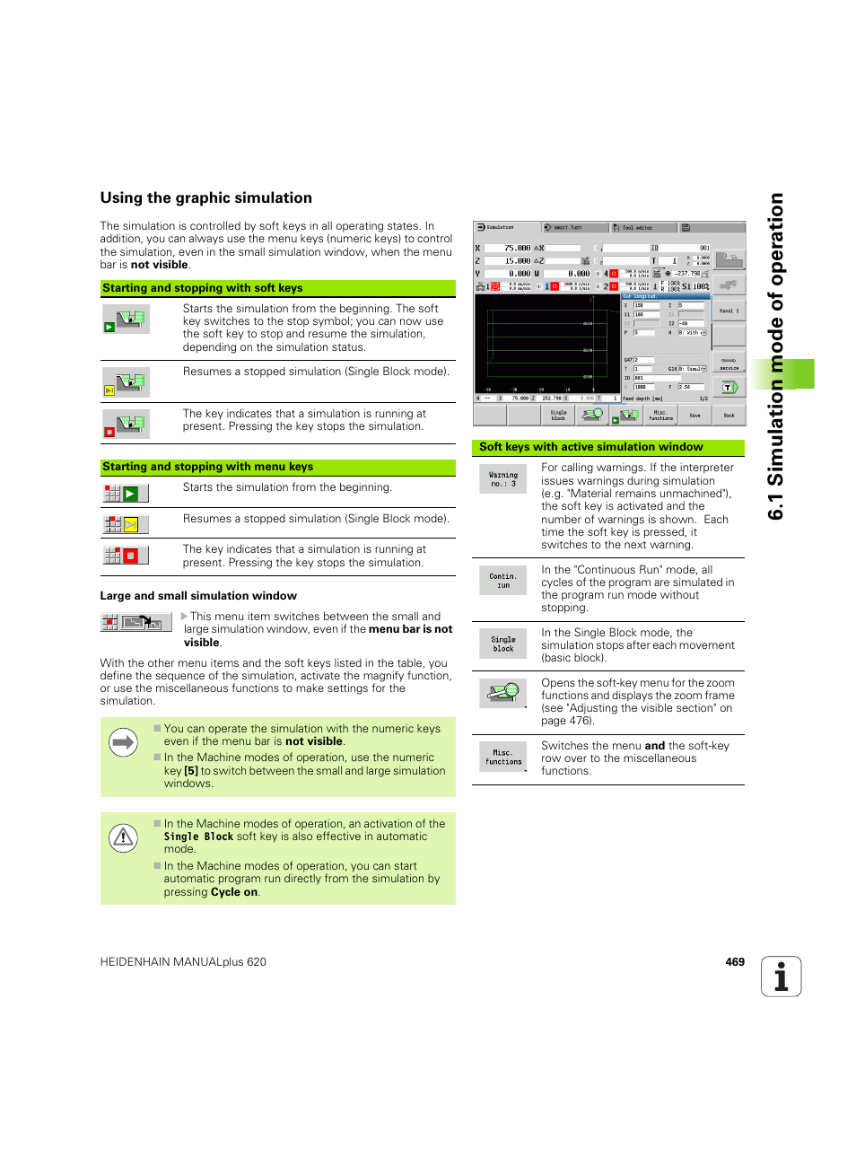 Using the graphic simulation, 1 simulation mode of oper a tion | HEIDENHAIN SW 54843x-02 User Manual | Page 469 / 619
