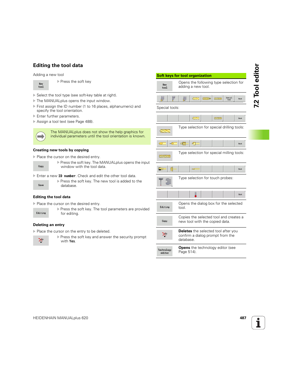 Editing the tool data, 2 t ool edit or | HEIDENHAIN SW 54843x-02 User Manual | Page 487 / 619