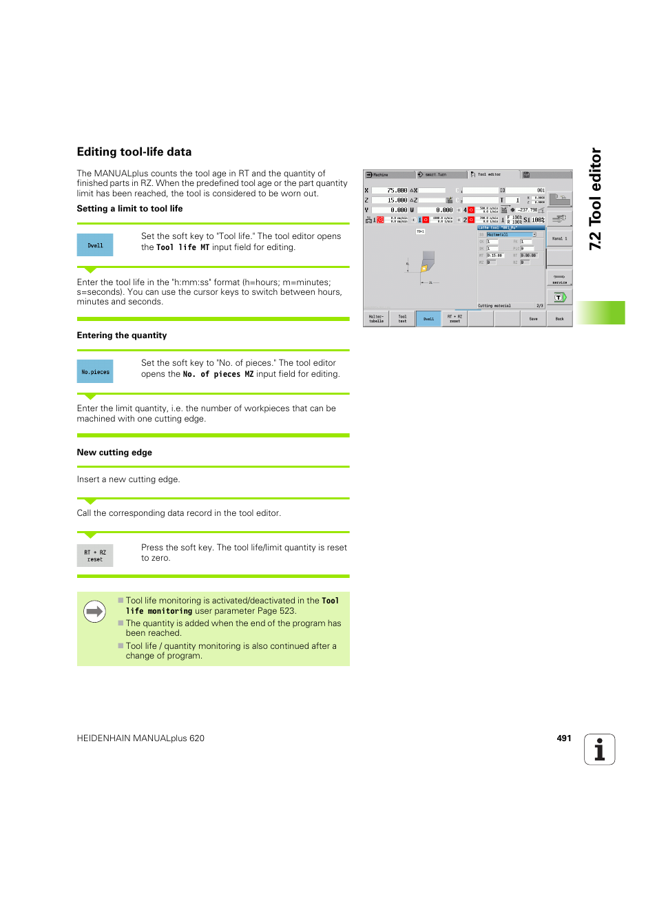 Editing tool-life data, 2 t ool edit or | HEIDENHAIN SW 54843x-02 User Manual | Page 491 / 619