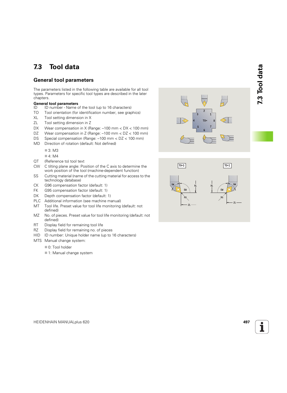 3 tool data, General tool parameters, 3 t ool data 7.3 tool data | HEIDENHAIN SW 54843x-02 User Manual | Page 497 / 619