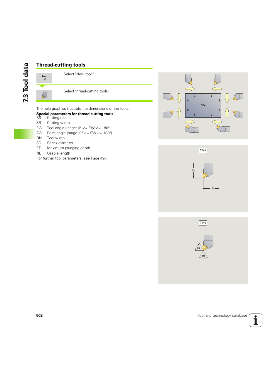 Thread-cutting tools, 3 t ool data | HEIDENHAIN SW 54843x-02 User Manual | Page 502 / 619