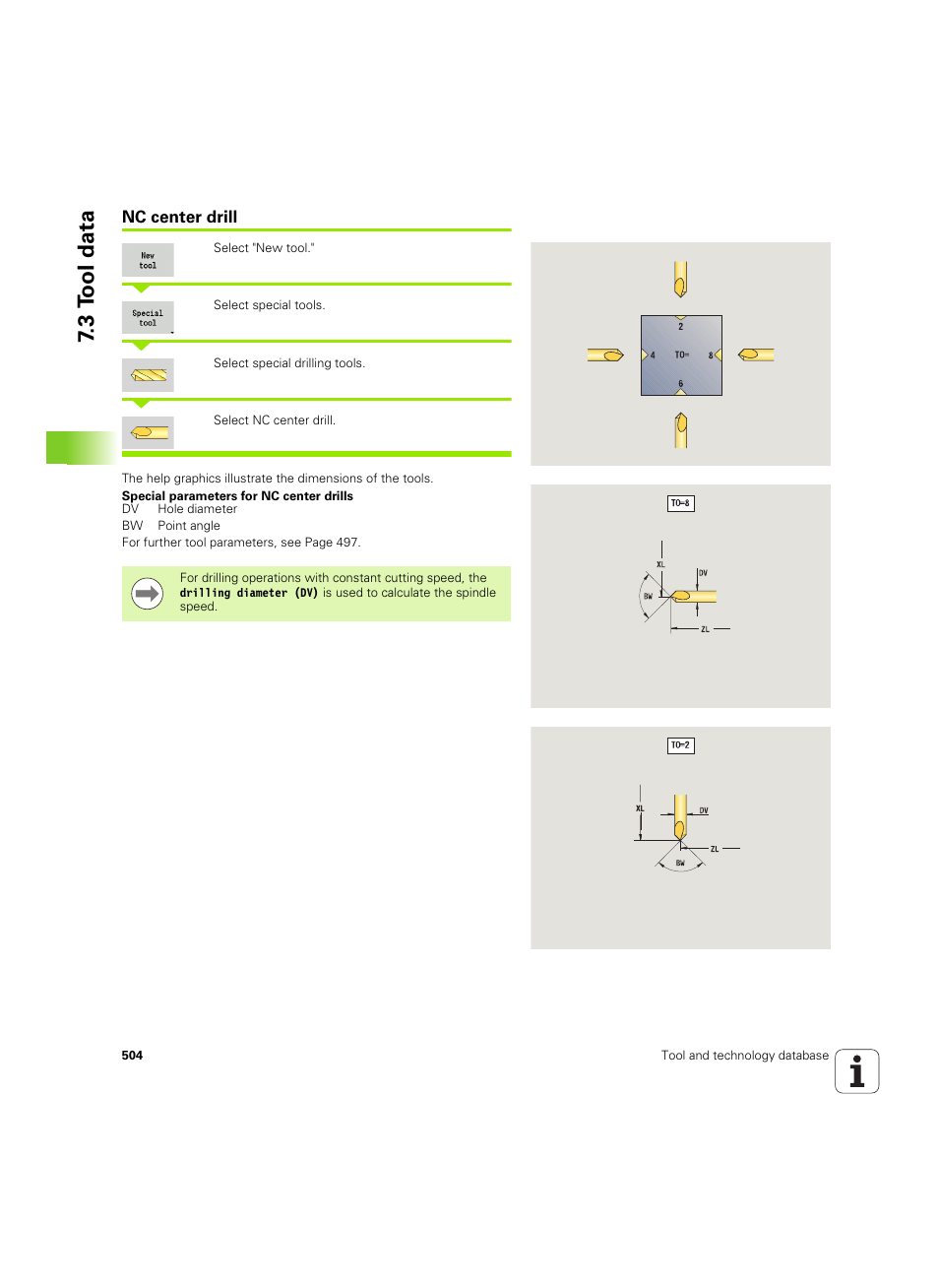Nc center drill, 3 t ool data | HEIDENHAIN SW 54843x-02 User Manual | Page 504 / 619